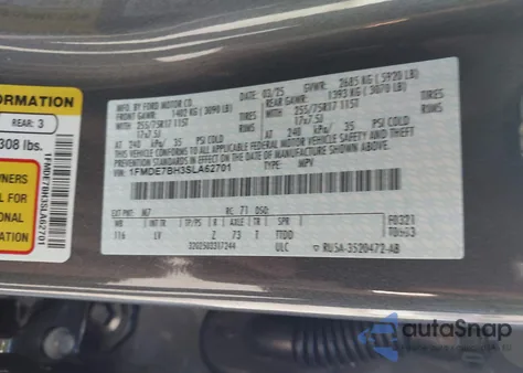 2025 Ford Bronco Big Bend z USA, uszkodzony, nr VIN 1FMDE7BH3SLA62701